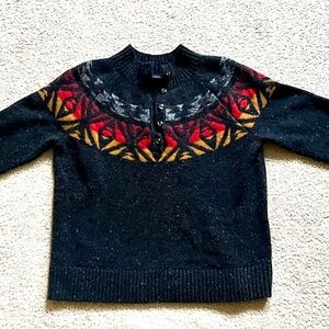 Pendleton Fair Isle Mockneck 100% Merino Wool Sweater
